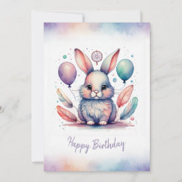 Cartão De Festividades Adorable Rabbit BunnyLonghorn Happy Birthday