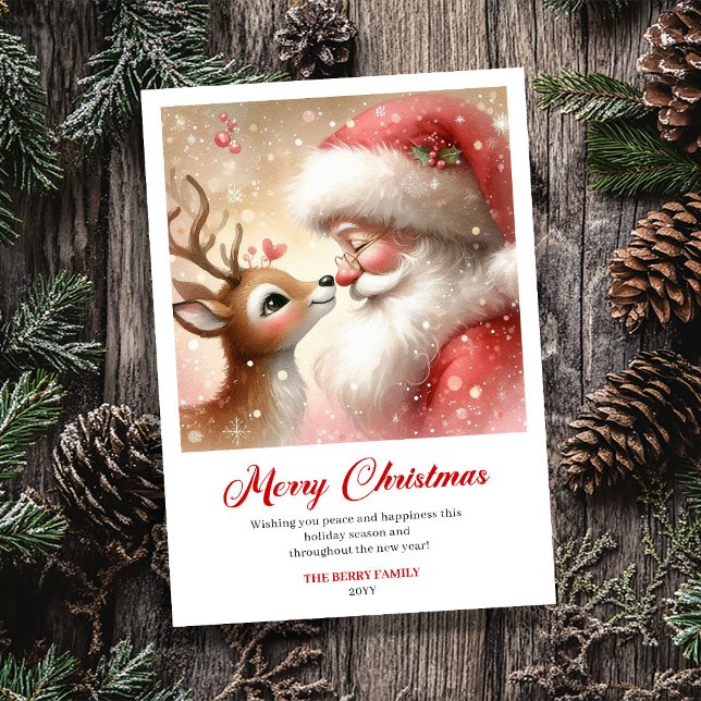 Cartão De Festividades Adorable Santa And Rudolph Cozy Christmas Greeting (Adorable Santa And Rudolph Cozy Christmas Greeting Card)