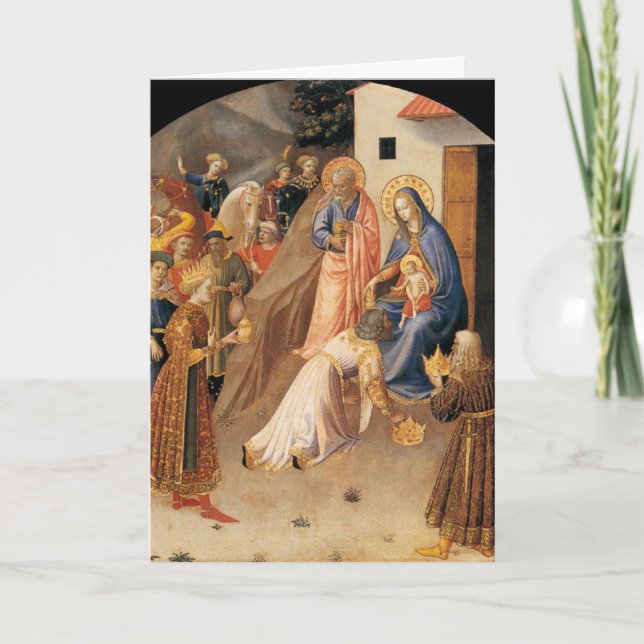 Cartão De Festividades Adoração dos Magi por Fra Angelico 1423 (Frente)
