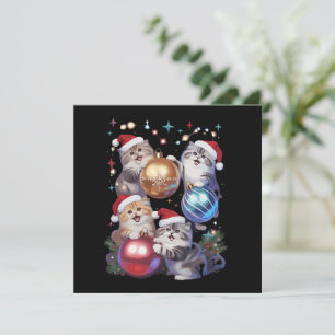 Cartão De Festividades Adoráveis Gatos de Natal no Espaço Enfeites