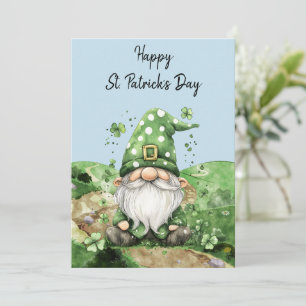 Cartão De Festividades Adoráveis Gnomos do Dia de São Patrício Verdes