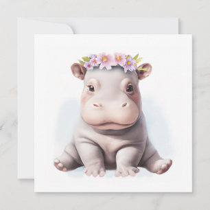 Cartão De Festividades Adorável Bebê Hippopotamus