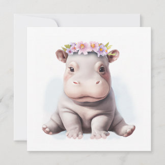 Cartão De Festividades Adorável Bebê Hippopotamus