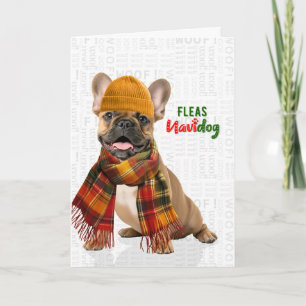 Cartão De Festividades Adorável Fleas Navidog Bulldog Francês Natal