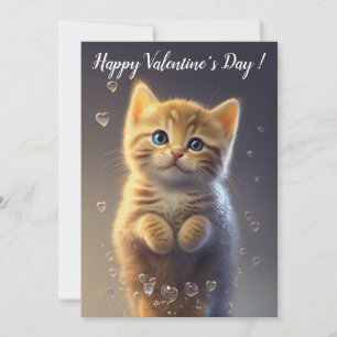 Cartão De Festividades Adorável Gatinho Ruivo Malhado de São Valentim