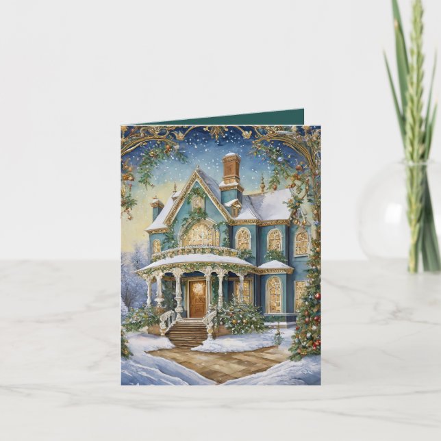 Cartão De Festividades Adorável Natal Vitoriano (Frente)