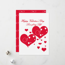 Cartão De Festividades Adorável Red and White Hearts Love of My Life