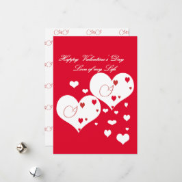 Cartão De Festividades Adorável Red and White Hearts Love of My Life