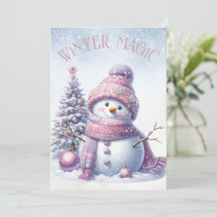 Cartão De Festividades Adorável Snowman no inverno