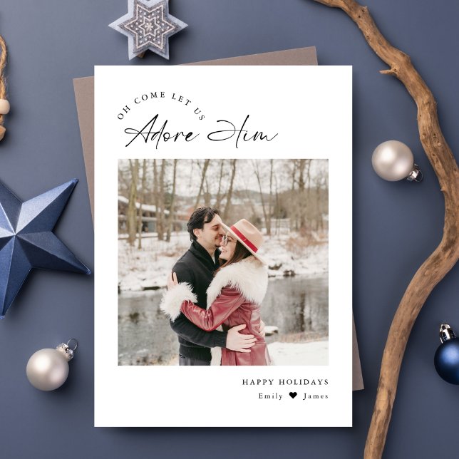 Cartão De Festividades Adore-O Foto Religiosa Da Família Mínima Cristã (Criador carregado)