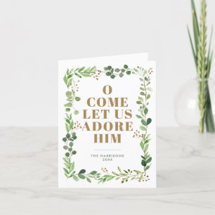 Cartão De Festividades Adore-O Foto Religiosa De Quadro De Folhagem