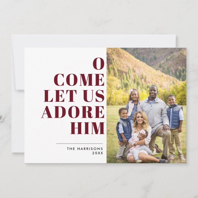 Cartão De Festividades Adore-O Foto Religiosa Moderna (Frente)