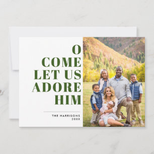 Cartão De Festividades Adore-o Foto Religiosa Moderna Verde e Branca