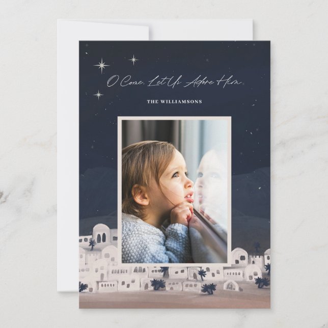 Cartão De Festividades Adoremo-Lo Por Belém, Natal Religioso (Frente)