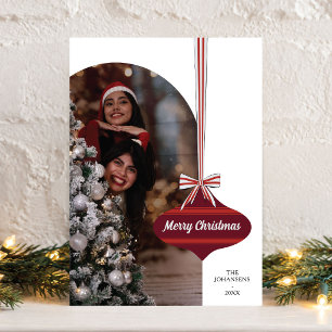 Cartão De Festividades Adornamento de Foto Vintage de Cor Editável de Nat