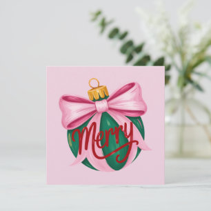Cartão De Festividades Adorno de Pincelada Preppy Natal Coquette Natal