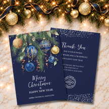 Adornos de Natal Azul Chic para Negócios