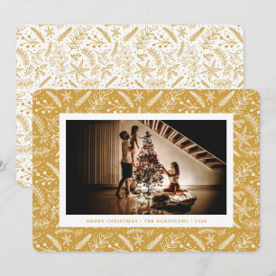 Cartão De Festividades Adornos de Natal (Dourado) Foto Horizontal