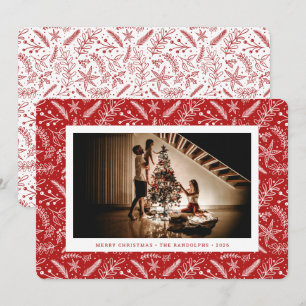 Cartão De Festividades Adornos de Natal (Vermelho) Foto Horizontal