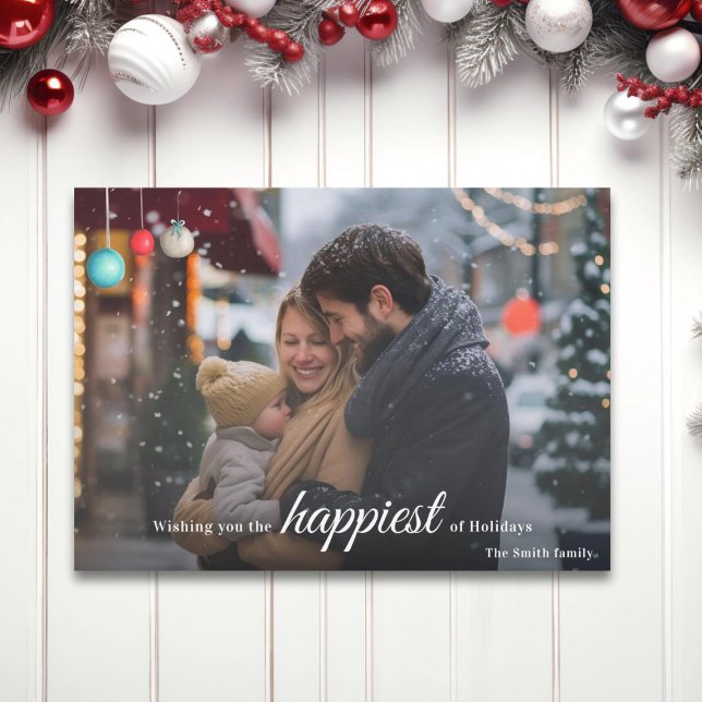 Cartão De Festividades Adornos Simples Foto de Feliz Natal (Criador carregado)