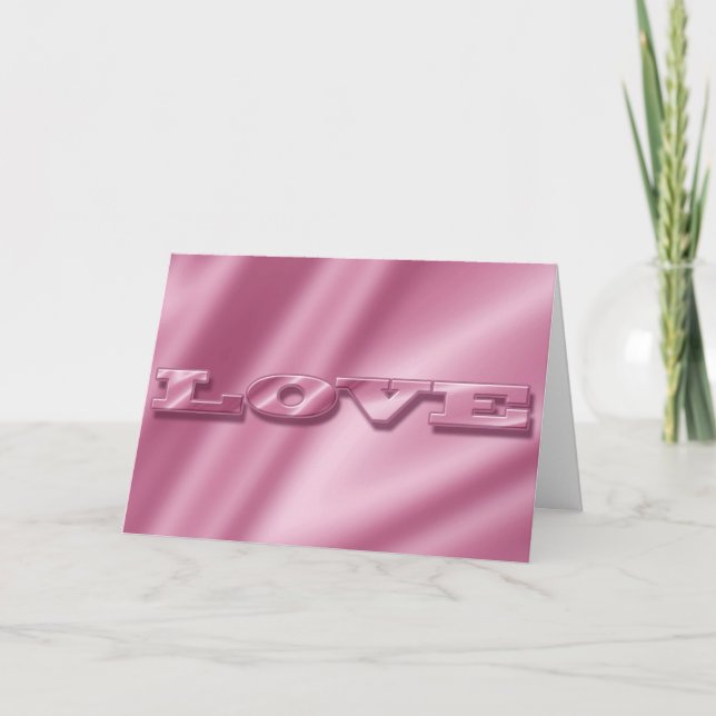 Cartão De Festividades Adoro a textura Rosa da Seda. (Frente)