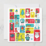 Cartão De Festividades Advent Calendar Christmas Cartoon<br><div class="desc">Adorable Christmas illustration hand painted by Sanja Vrekic. Christmas Advent Idea is unique and simple yet colorful and cute. Matching products can be found in Advent Calendar.</div>