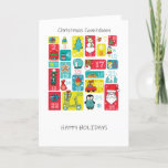 Cartão De Festividades Advent Calendar Christmas Cartoon style<br><div class="desc">Adorable Christmas illustration hand painted by Sanja Vrekic. Christmas Advent Idea is unique and simple yet colorful and cute. Matching products can be found in Advent Calendar.</div>