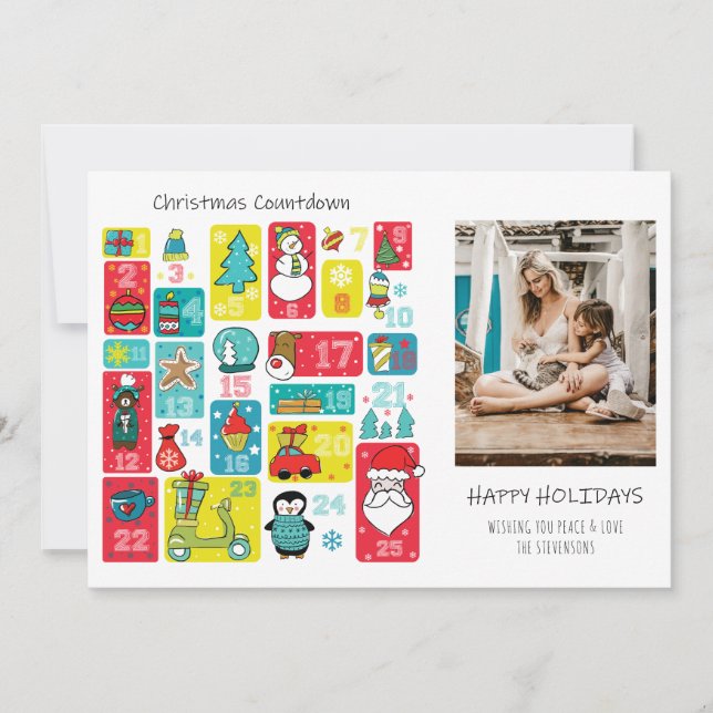 Cartão De Festividades Advent Calendar Christmas Photo (Frente)