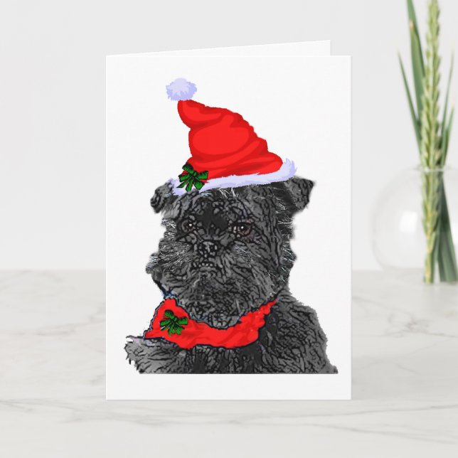 Cartão De Festividades Affenpinscher Christmas Greetings (Frente)