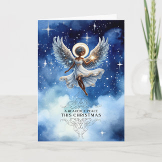 Cartão De Festividades African-American Angel Non-Photo Christmas Card 