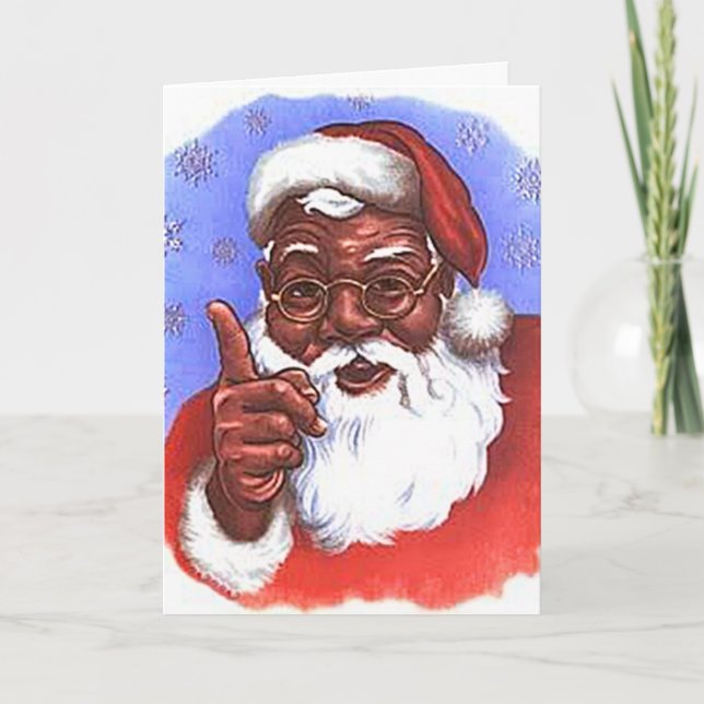 Cartão De Festividades African American Black Santa Claus Christmas (Frente)
