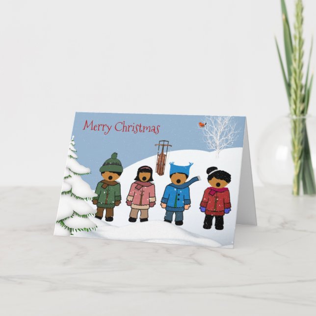 Cartão De Festividades African American Children Christmas Card (Frente)