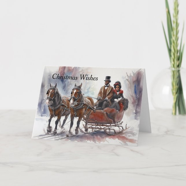 Cartão De Festividades African American Christmas Sleigh Ride (Frente)