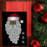 Cartão De Festividades African American Santa Claus on black Christmas<br><div class="desc">Isn't this a great card? With an African American Santa Claus on the front. Easy to customize with your own text including your family name. This Victorian style Santa with his gray beard, glasses and red hat is an ideal choice for both adults and kids. Just personalize the message to...</div>