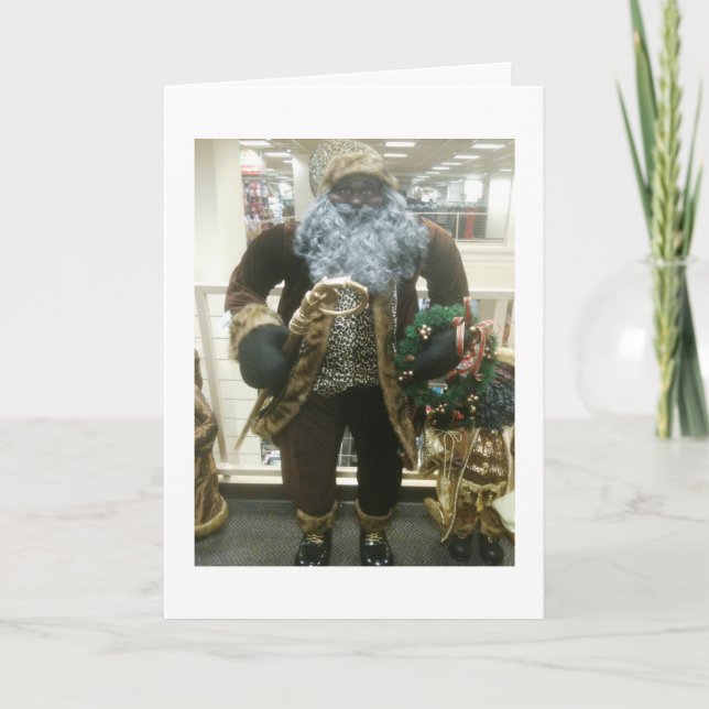 CARTÃO DE FESTIVIDADES AFRICAN AMERICAN SANTA WISHES (Frente)