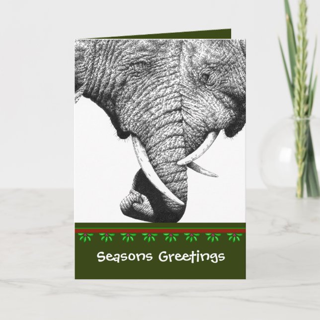 Cartão De Festividades African Elephant Christmas Card (Frente)
