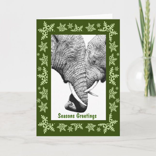 Cartão De Festividades African Elephants Christmas Card (Frente)