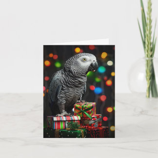 Cartão De Festividades African Grey on Gifts — Festive Greeting Card