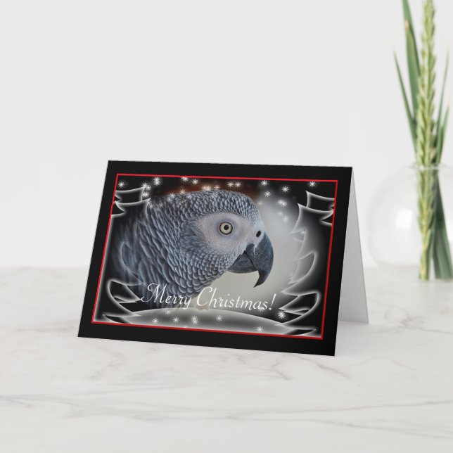 Cartão De Festividades African Grey Snowy Christmas (Frente)