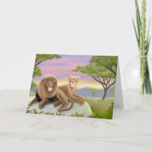 Cartão De Festividades African Lions at Rest Card