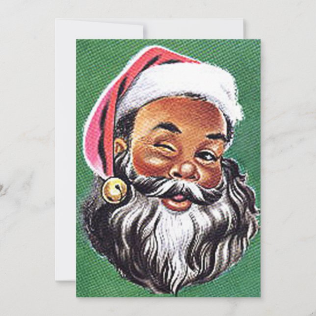 Cartão De Festividades Afro-Americano Papai Noel Negro Natal (Frente)