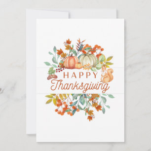 Cartão De Festividades Agradecido Ação de Graças Aquarela Abóboras, Fruta