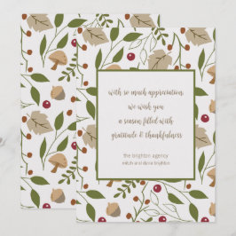 Cartão De Festividades Agradecimento de Ação de Graças com Folhagem de Ou