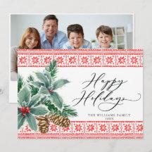 Agradecimento de Natal com Foto de Folhas de Azevi