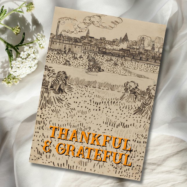 Cartão De Festividades Agradeço e agradeço a Colheita Vincent van Gogh (Criador carregado)