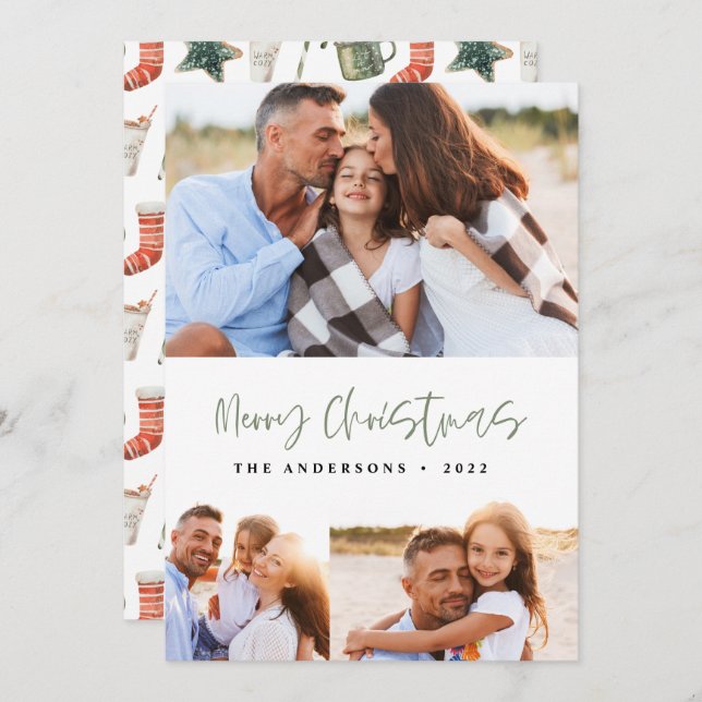 Cartão De Festividades Água biscoito de Natal bebidas doce 3 foto H (Frente/Verso)