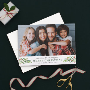 Cartão De Festividades Água-forte de Natal Folhagem Bagas Foto