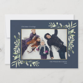 Cartão De Festividades Água-forte de Natal Folhagem Simples Moderno Foto