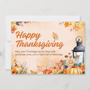 Cartão De Festividades Água-forte Laranja Personalizada Feliz Dia de Ação