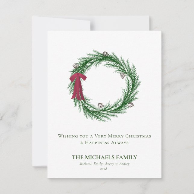 Cartão De Festividades Água-forte Pinheiro e Pinhas Natal  (Frente)